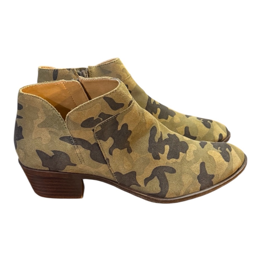 Lucky Brand Brintly 2 Camo Suede Ankle Boots Women’s Size 9.5